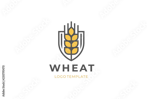 Ear vector logotype. Grain wheat logo design. Beer emblem. 