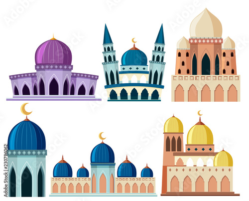 Set of different mosque building