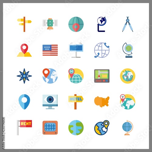 25 map icon. Vector illustration map set. globe and monitor icons for map works