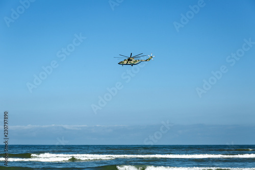 helicopter over the sea