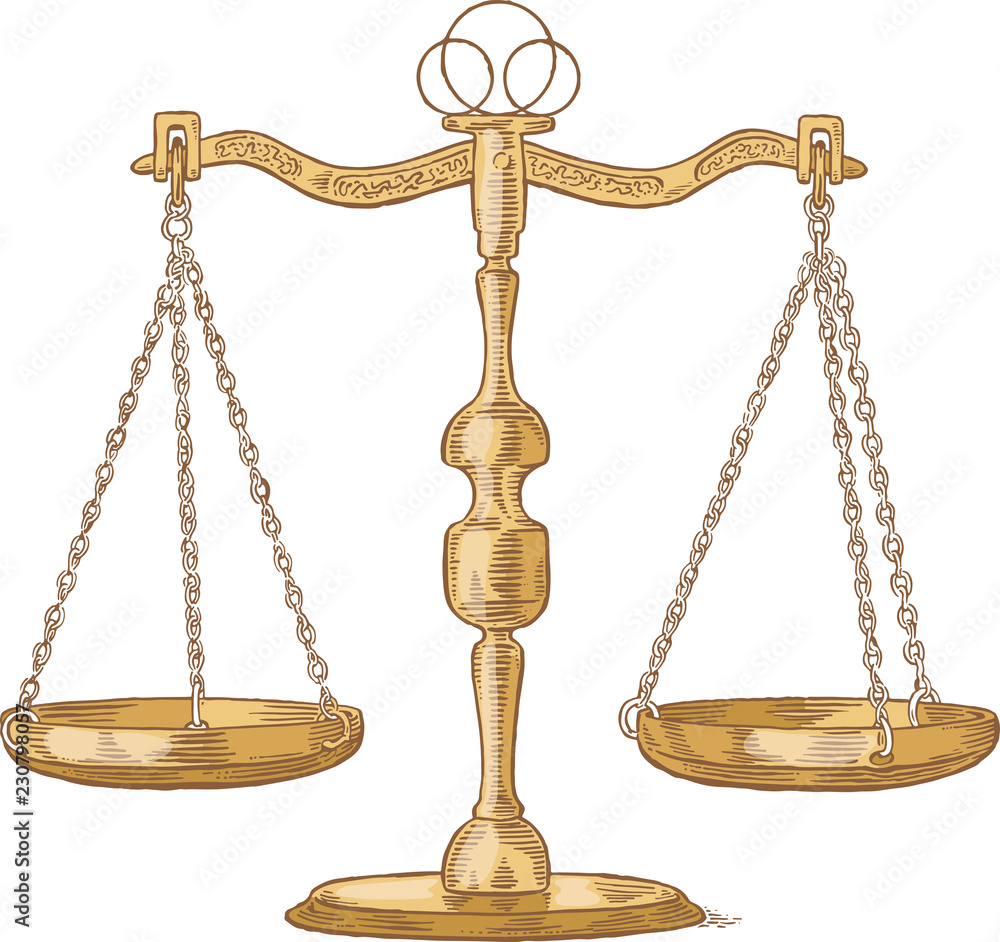 Vintage brass scales of justice vector Stock Vector Adobe Stock