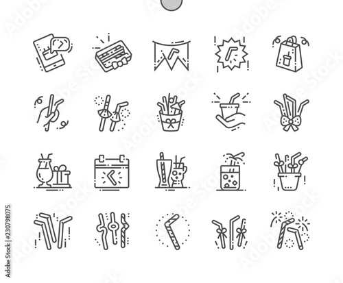 Drinking Straw Day Well-crafted Pixel Perfect Vector Thin Line Icons 30 2x Grid for Web Graphics and Apps. Simple Minimal Pictogram