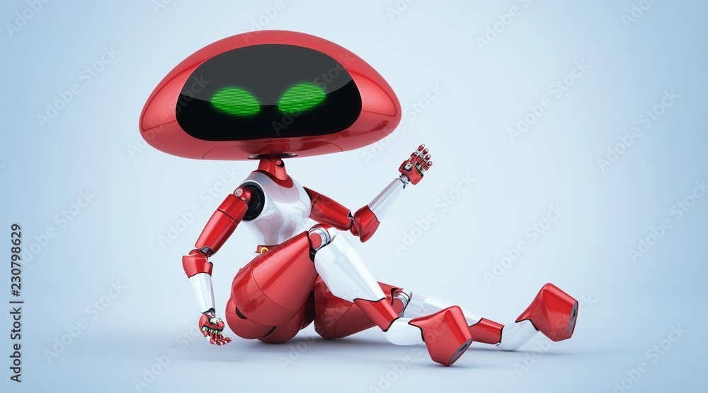 Lady robot in sexy reclining pose leaning elbow on knee, 3d illustration / Robotic lady reclining Lady robot in sexy reclining pose leaning elbow on knee, 3d illustration / Robotic lady reclining