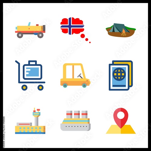 trip icons set. friends, nordic, little and document graphic works
