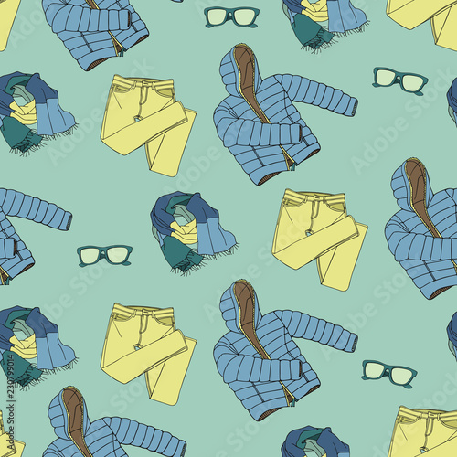 Seamless pattern with clothing and accessories 10