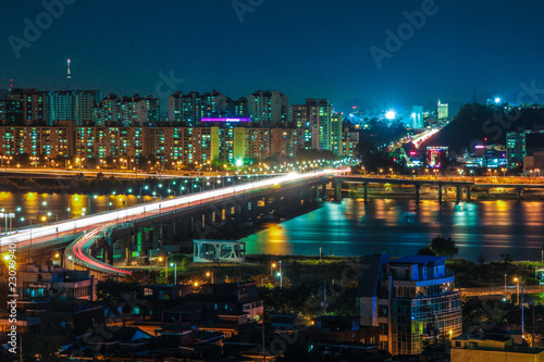 Photography Seoul, South Korea skyline at night