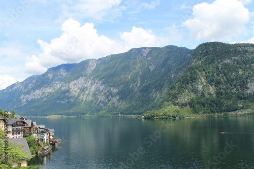 Alpine mountain lake on the background of high mountains