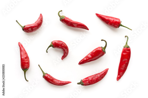 Red hot chilli peppers pattern. Food background. photo