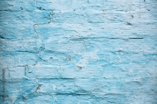 old blue painted brick wall