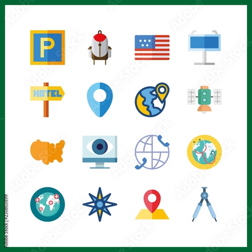map icon. maps and flags and satellite vector icons in map set. Use this illustration for map works.