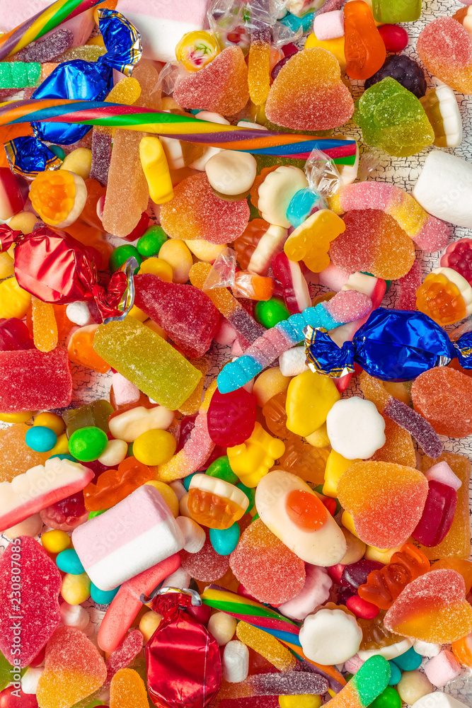 closeup of mixed candies