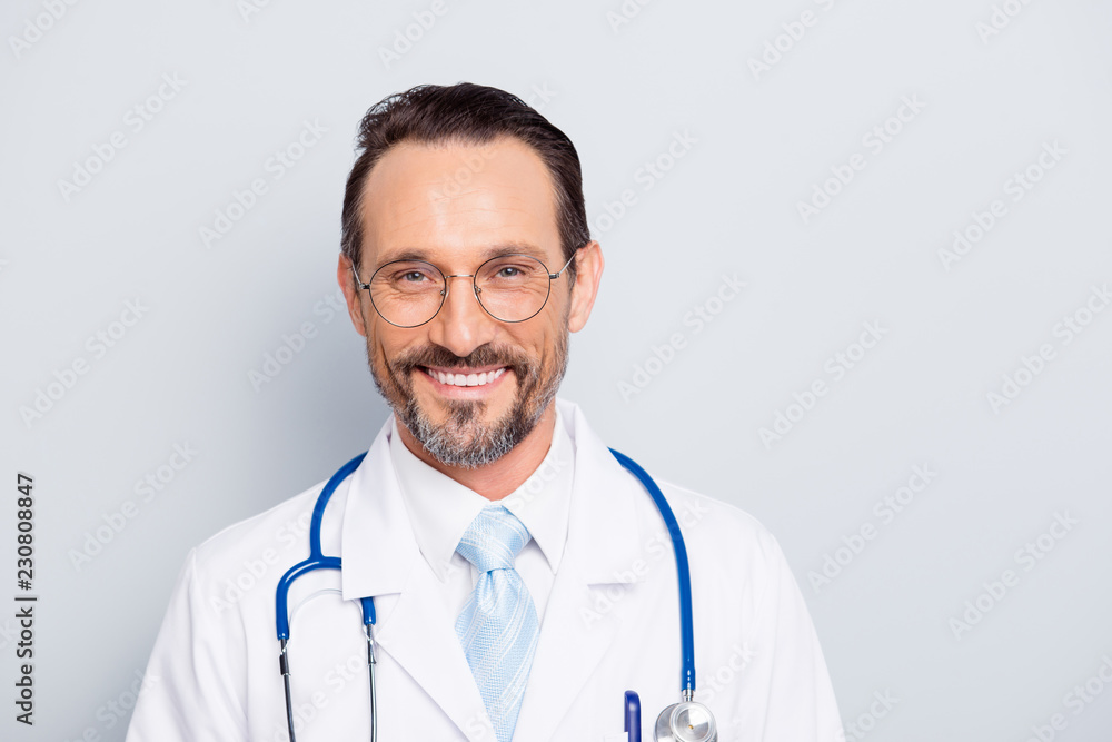 Close up portrait of handsome attractive good-looking diagnostic