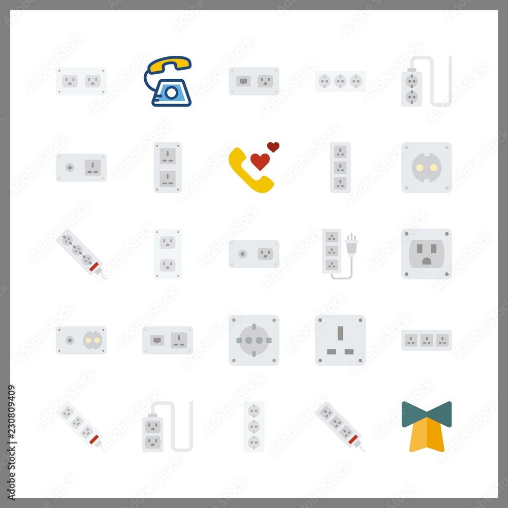 25 call icon. Vector illustration call set. socket and phone call icons for call works