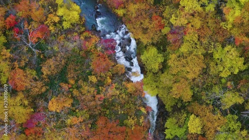 苗名滝　紅葉　空撮　妙高　20181030