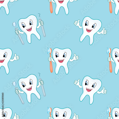 dentist seamless pattern, tooth care background texture