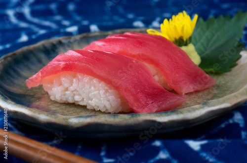 Tuna sushi serve in Japanese style.