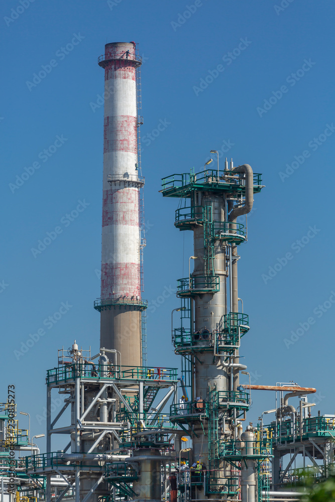 Detailed part view, industrial complex of oil refinery Detailed part view, industrial complex of oil refinery