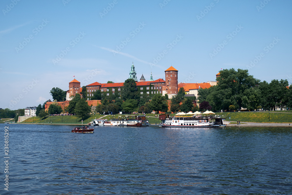 Wawel Hill and the architectural complex in Krakow, on the left bank of the Vistula.