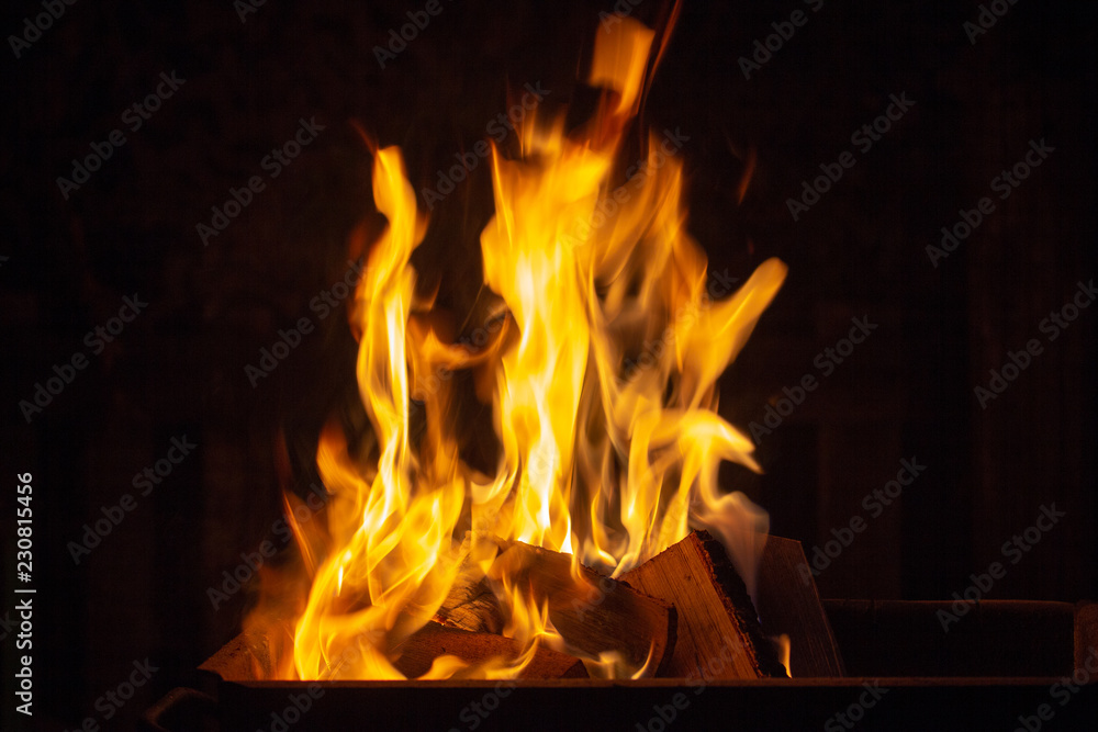 Obraz premium hot tongues of fire in the night