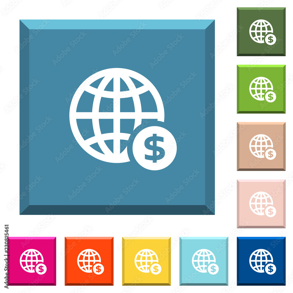 Online Dollar payment white icons on edged square buttons Online Dollar payment white icons on edged square buttons