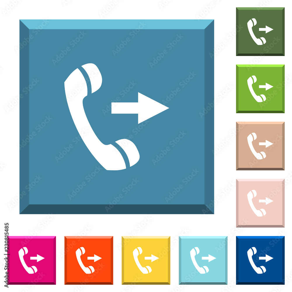 Outgoing phone call white icons on edged square buttons Outgoing phone call white icons on edged square buttons