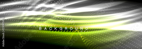 Liquid neon flowing waves, glowing light lines background