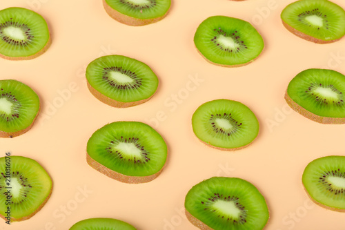 Creative layout made of Kiwi fruits