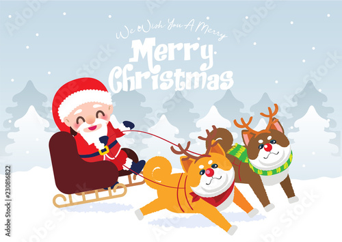 santa claus on the sledge illustration vector