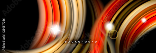 Mixing color waves on black, liquid flowing shapes