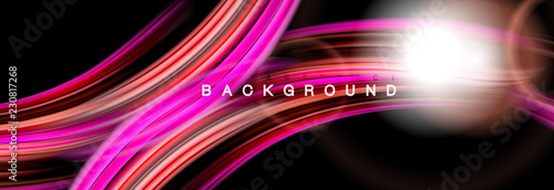 Mixing color waves on black, liquid flowing shapes