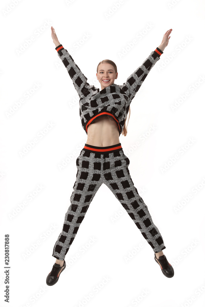 happy young woman in comfortable pajamas.isolated on white happy young woman in comfortable pajamas.isolated on white