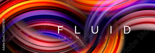 Mixing color waves on black, liquid flowing shapes