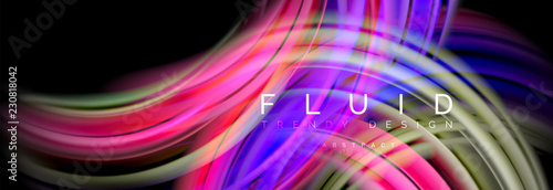 Mixing color waves on black, liquid flowing shapes