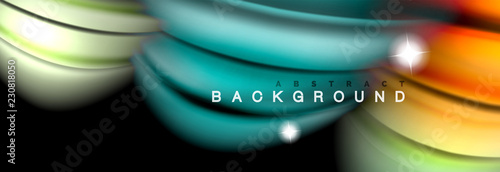 Mixing color waves on black, liquid flowing shapes