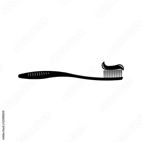 icon toothbrush and toothpaste, cleanliness teeth