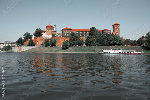 Wawel Hill and the architectural complex in Krakow, on the left bank of the Vistula.