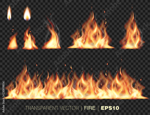 Collection of realistic fire flames