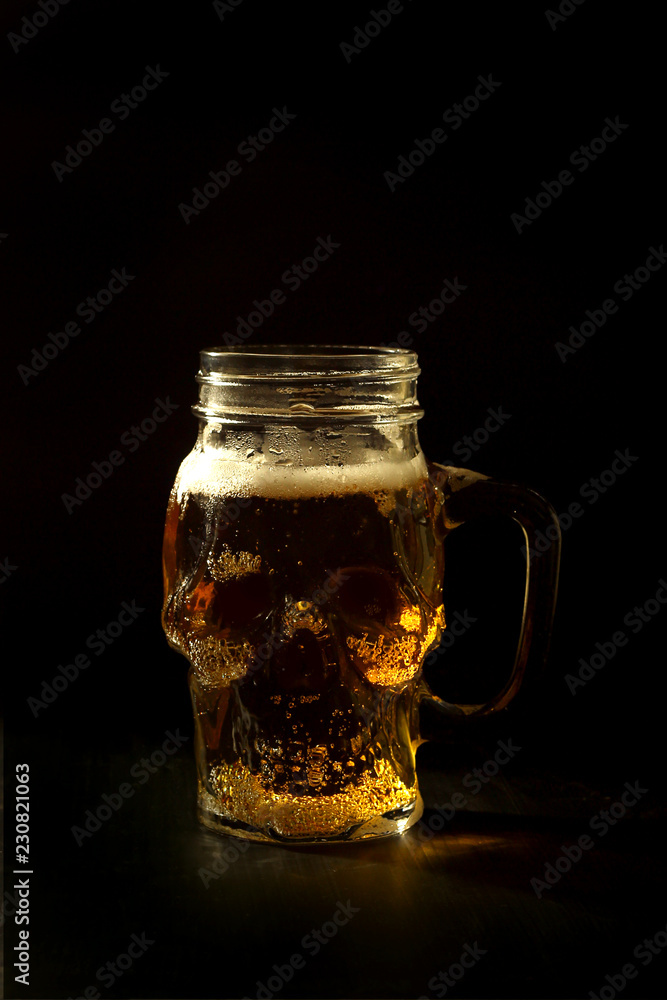 Beer in a Skull glass Beer in a Skull glass