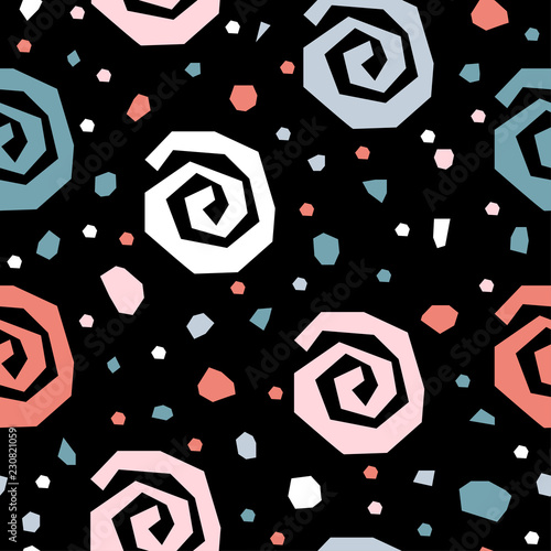 Abstract handmade seamless pattern. Childish craft wallpaper for birthday card, baby nappy, school party advertising, shop sale poster, holiday wrapping paper, textile, bag print, t shirt etc.