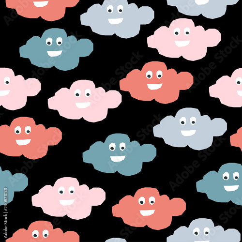 Abstract handmade seamless pattern. Childish craft wallpaper for birthday card, baby nappy, school party advertising, shop sale poster, holiday wrapping paper, textile, bag print, t shirt etc.