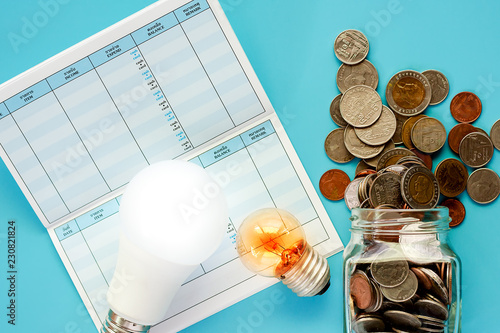 Coins in glass jar and outs...