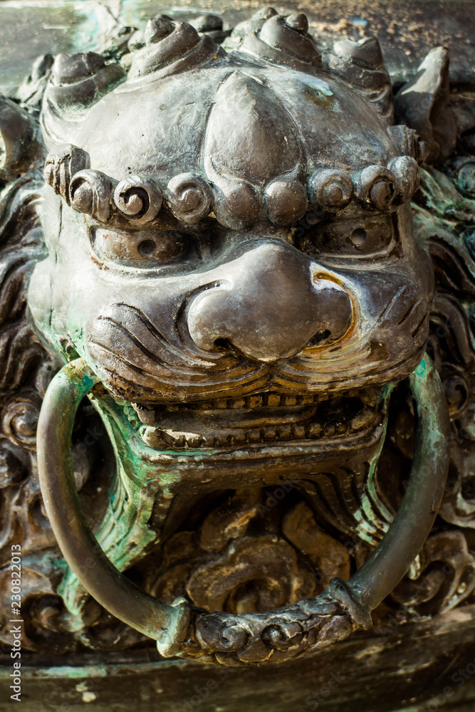 Antique Chinese Lion Casting with Brass. In the Chinese shrine the southern provinces of Thailand. Antique Chinese Lion Casting with Brass. In the Chinese shrine the southern provinces of Thailand.