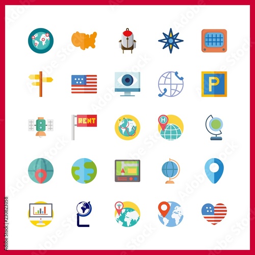map icon. windrose and worldwide vector icons in map set. Use this illustration for map works.