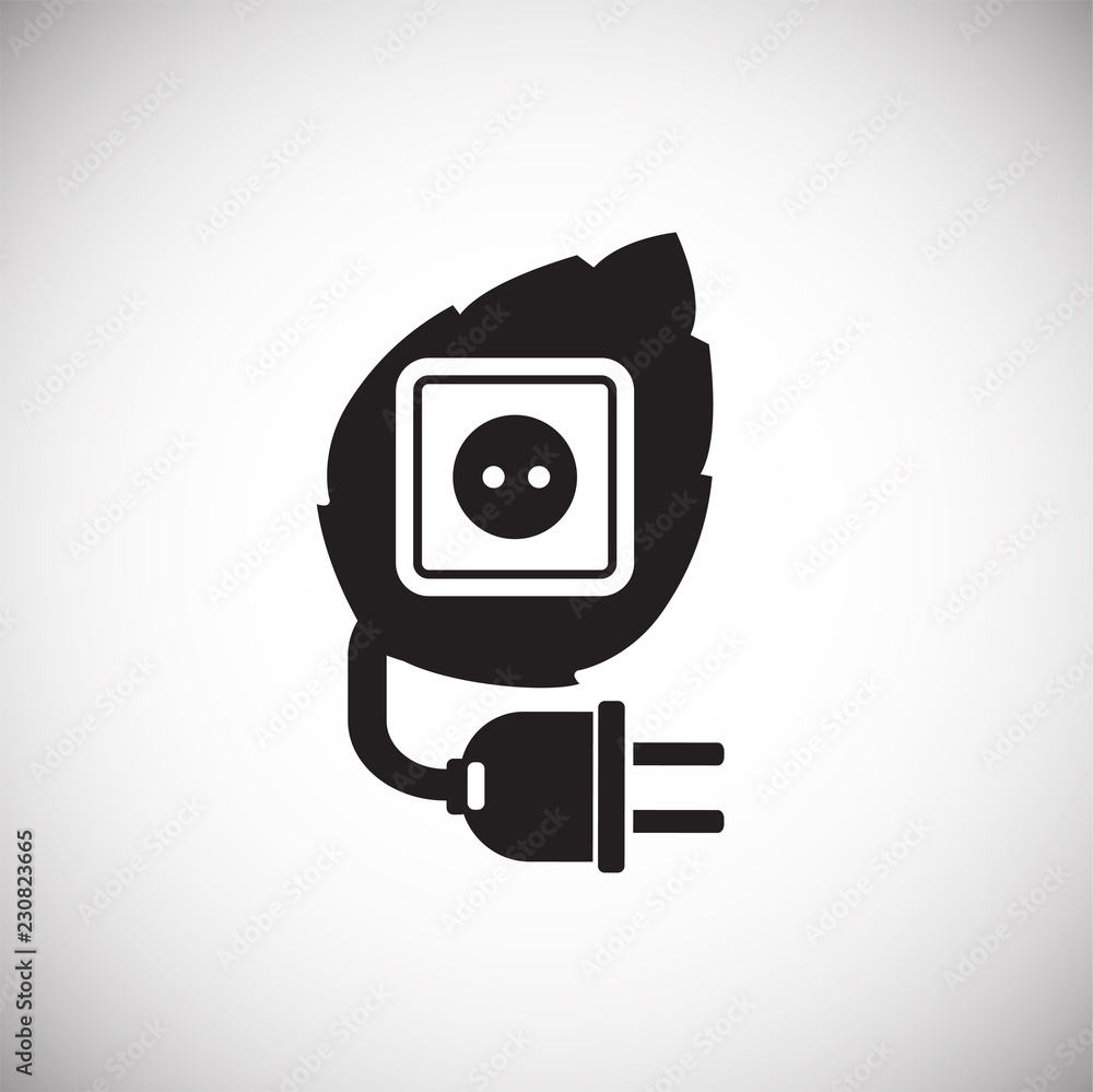 Green energy power plug socket on white background icon Green energy power plug socket on white background icon
