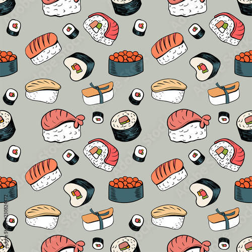 Sushi seamless background