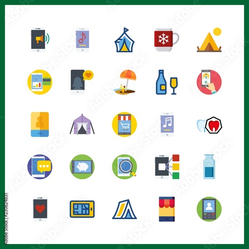 cafe icon. smartphone and spoiled tooth vector icons in cafe set. Use this illustration for cafe works.