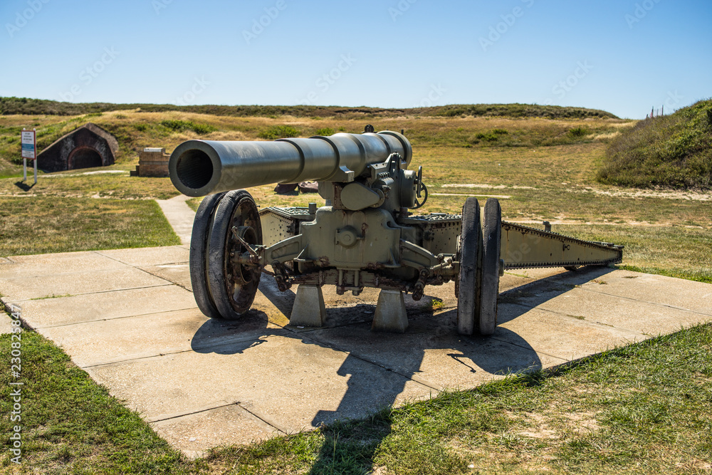 Artillery cannon located outside of historic Fort Morgan, Gulf Shores Alabama, USA