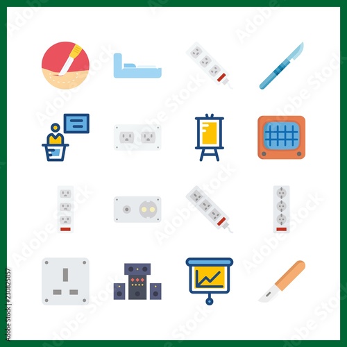 room icon. surgery and sound system vector icons in room set. Use this illustration for room works.