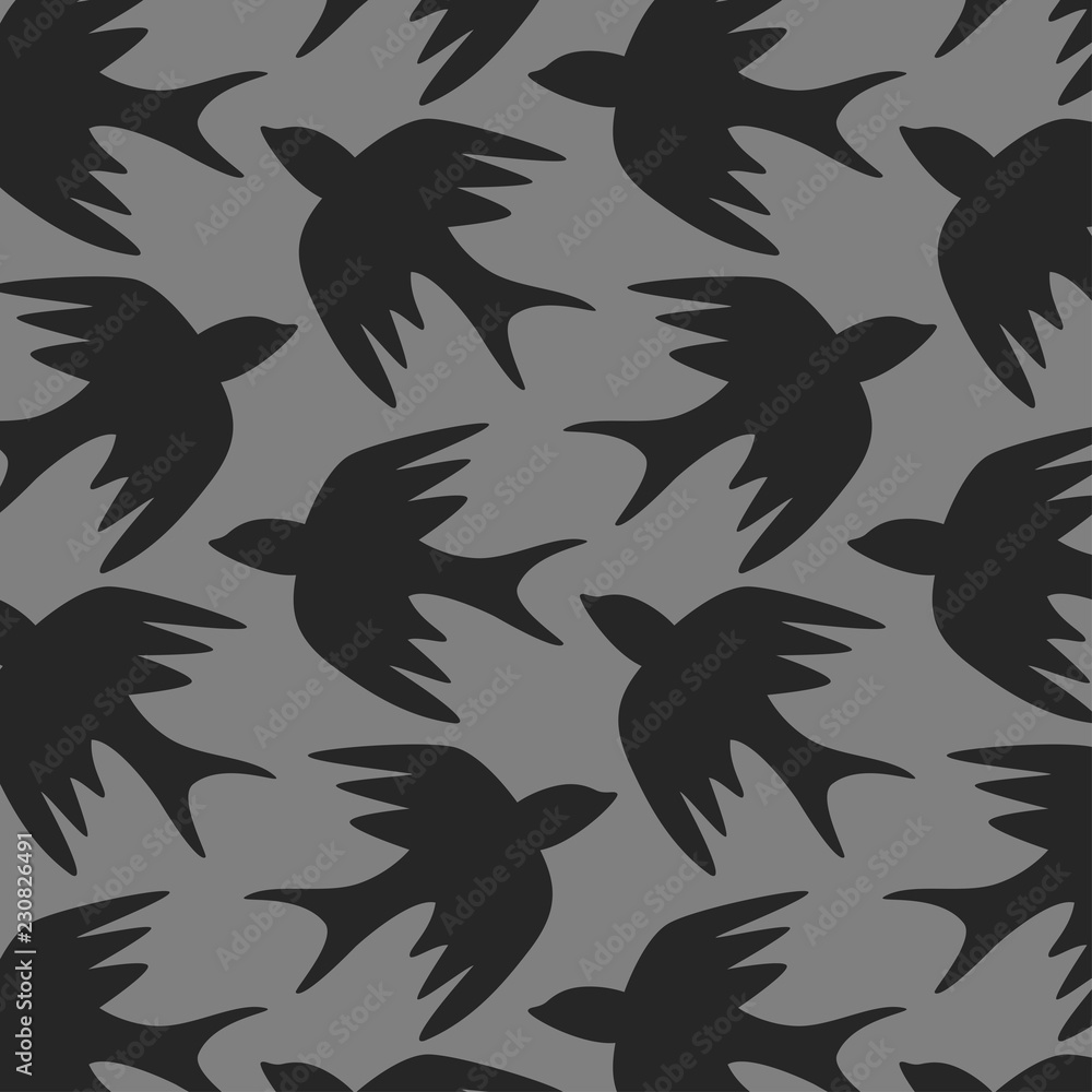 Obraz premium Swallow Silhouette Seamless Pattern
