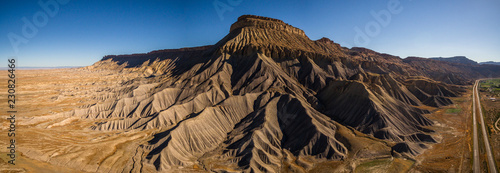 Aerial/Drone Panorama Photo of Mt. Garfield, Near Grand Junction, Colorado.  This scenic desert mesa mountain is on the western slope of the Colorado Rocky Mountains. photo
